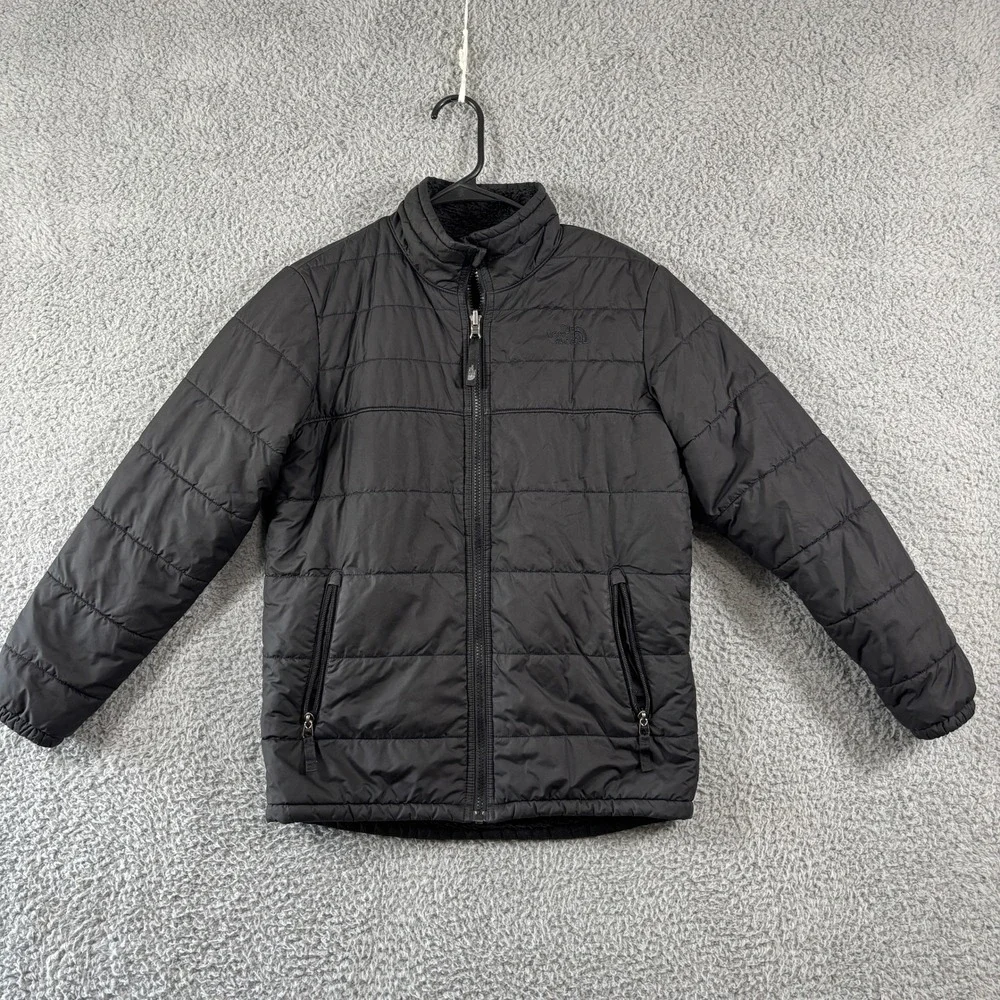 The North Face Boys Black Reversible Perrito Jacket L 14/16 Fleece‎ Puffer Coat